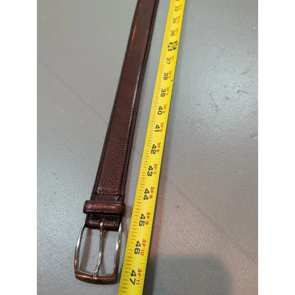 Johnston & Murphy Mens Brown Leather Dress Belt 40 Silver Buckle 29-N0072U/35